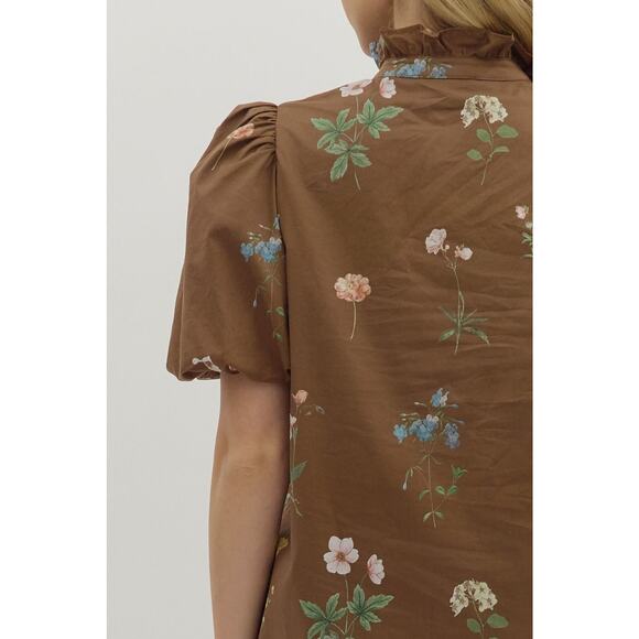 ENTRO Meadow Frolic Floral Puff Sleeve Mini Dress Size S NWT - Picture 5 of 6